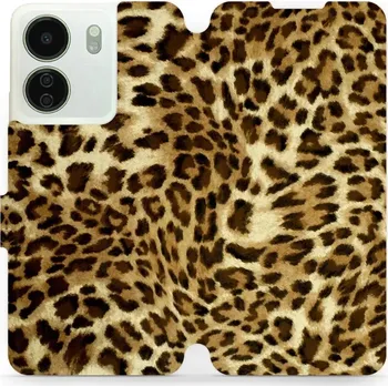 Pouzdro na mobilní telefon Flipové pouzdro Mobiwear - Xiaomi Redmi 13C - VA33P Leopardí vzor (Knížkové flip pouzdro, obal, kryt na mobil Xiaomi Redmi 13C - VA33P Leopardí vzor, materiál Umělá kůže + TPU - ochrana 360°, stojánek, silikonová vanička, magnetické zavírání)