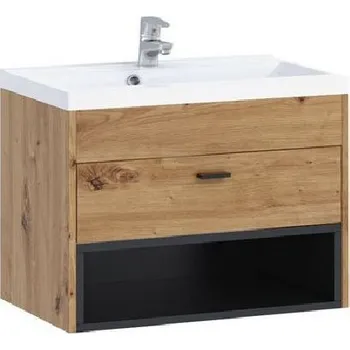 Koupelnový nábytek Koupelnová skříňka pod umyvadlo BEND - černá / dub artisan