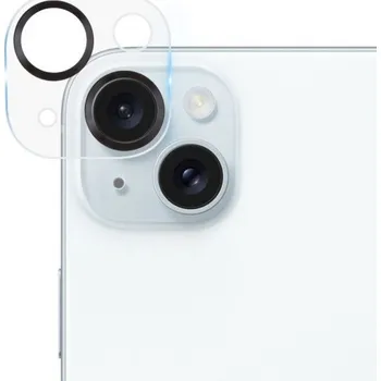 Tvrzené sklo s kovovými rámečky k ochraně čoček fotoaparátu pro iPhone 15 / 15 Plus - černé
