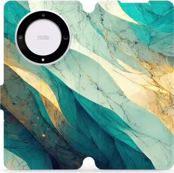 Pouzdro na mobilní telefon Flipové pouzdro Mobiwear - Honor Magic5 Lite 5G - VP37S Zlatavý a zelenkavý mramor (Knížkové flip pouzdro, obal, kryt na mobil Honor Magic5 Lite 5G - VP37S Zlatavý a zelenkavý mramor, materiál Umělá kůže + TPU - ochrana 360°, stojánek, silikonová vanička,