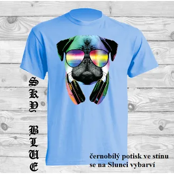 panske-bavlnene_tricko_uv_potisk_DJ_pes Barva: Sky blue - nebesky modrá, velikost: 5XL