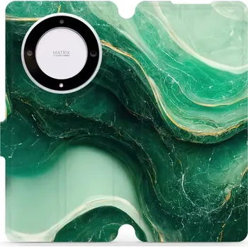 Pouzdro na mobilní telefon Flipové pouzdro Mobiwear - Honor Magic5 Lite 5G - VP38S Zelený mramor (Knížkové flip pouzdro, obal, kryt na mobil Honor Magic5 Lite 5G - VP38S Zelený mramor, materiál Umělá kůže + TPU - ochrana 360°, stojánek, silikonová vanička, magnetické zavírání)