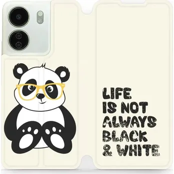 Pouzdro na mobilní telefon Flipové pouzdro Mobiwear - Xiaomi Redmi 13C - M041S Panda - life is not (Knížkové flip pouzdro, obal, kryt na mobil Xiaomi Redmi 13C - M041S Panda - life is not, materiál Umělá kůže + TPU - ochrana 360°, stojánek, silikonová vanička, magnetické zavírání)