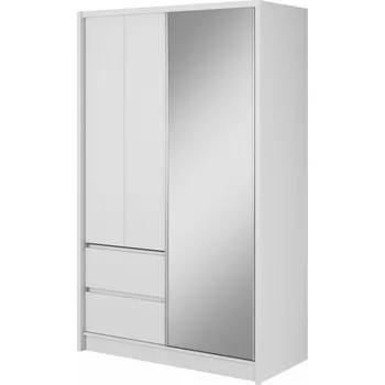 Šatní skříň Skříň s šuplíky a zrcadlem 150 cm SALOME - bílá