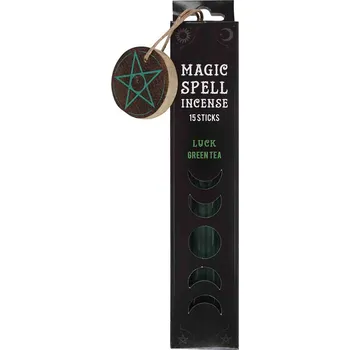 Vonná tyčinka Kouzlo štěstí - vonné tyčinky s vůní zeleného čaje + dřevěný stojánek, 15 ks