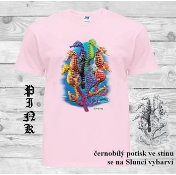 Chlapecké tričko detske-bavlnene_tricko_uv_potisk_morsky_konik Barva: Pink - růžová, velikost: 152