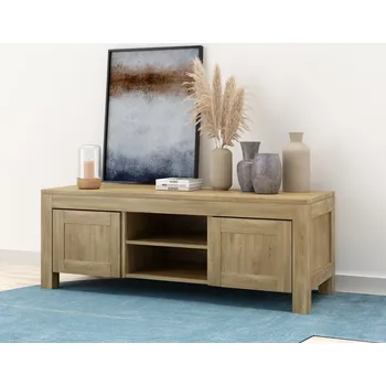 Kancelářská sestava Bukový televizní stolek BENETTO Barevné provedení: Kaštan, Dvířka: Dvířka - čiré sklo, Horní deska: Varianta A