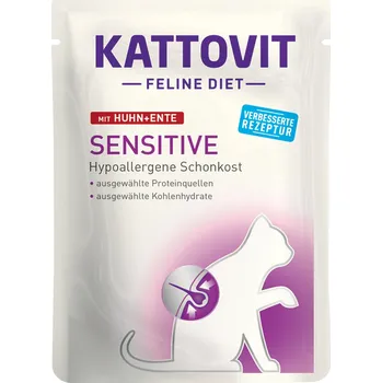 Krmivo pro kočku 12x85g Kattovit Sensitive kapsička - kuřecí & kachní