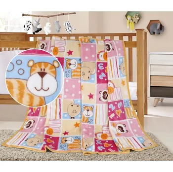 Dětská deka BELLATEX Dětská přikrývka Ella růžový patchwork 75x100 cm