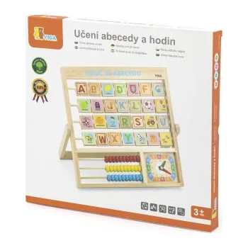 Hodiny Dřevěná abeceda a hodiny v českém jazyce