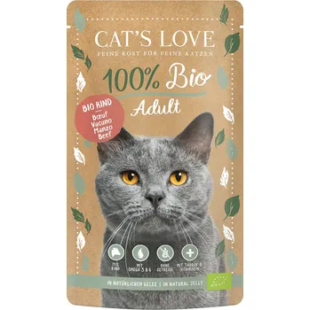 Krmivo pro kočku 24x100g Cat's Love Bio – výhodné balení - hovězí