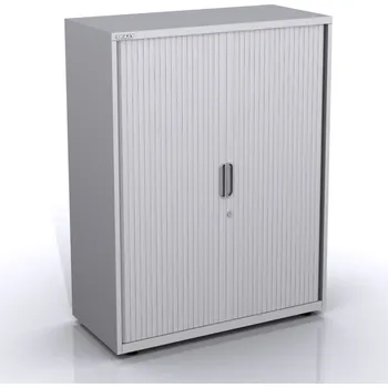 Šatní skříň BISLEY Spisová skříň s žaluziovými dveřmi SYT10/4, Vyberte barvu / kombinaci: Sepia Brown (br8, RAL 8014), strukturovaný lak, Vyberte roletu: javor