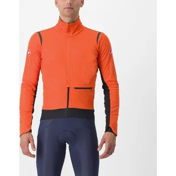 Cyklistická bunda Castelli – pánská bunda Alpha Doppio RoS, red orange/black reflex-black Velikost: M