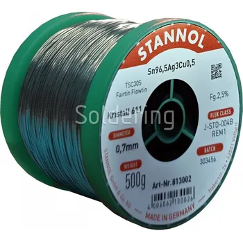 Páječka Trubičková pájka Sn96,5Ag3Cu0,5, SAC305 (Ø0,7mm, 500g) - 104000618