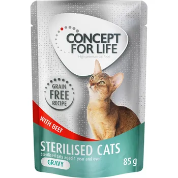 Krmivo pro kočku 12x85g Concept for Life Sterilised Cats hovězí bez obilovin – v omáčce