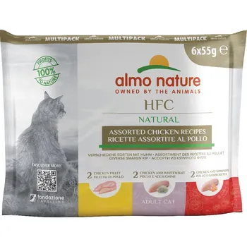 Krmivo pro kočku 24x55g Almo Nature HFC Pouch - Mix kuřecí (3 druhy)