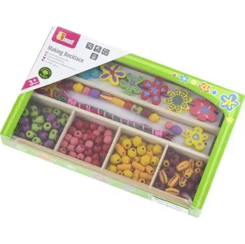 Dřevěná hračka Dřevěná sada korálků kytičky