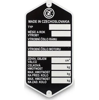 rám kola Štítek rámu ČZ 471,472