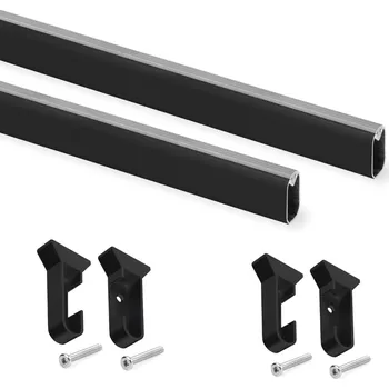 Věšák Emuca Sada 2ks oválných věšákových tyčí s úchyty a těsněním / Černá matná 0,75 m