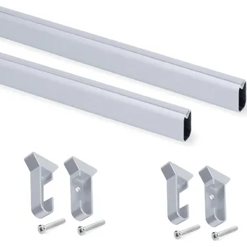 Věšák Emuca Sada 2ks oválných věšákových tyčí s úchyty a těsněním / Hliník 0,75 m