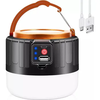 kempingová lampa LED solární kempingové světlo, turistická svítilna s funkcí powerbanky, 5 režimů svícení, SOS, 2400mAh, až 10h práce