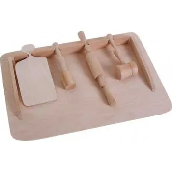Dřevěná hračka Dřevěná kuchyňská deska s příslušenstvím