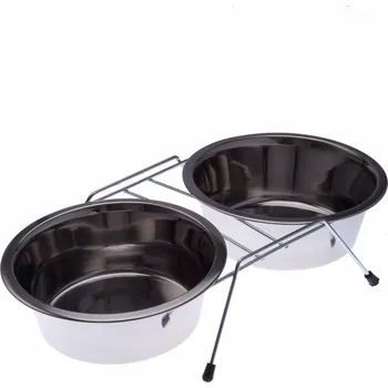 Miska pro psa Nerezová dvojmiska se stojanem - 2 x 350 ml