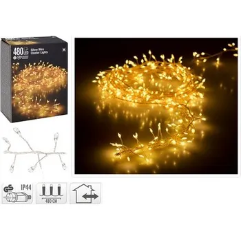 Vánoční dekorace osvětlení vánoční 4,8m 480LED teplá BÍ, STŘ drát