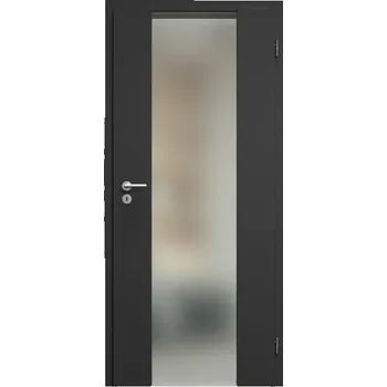 Interiérové dveře SAPELI HARMONIE KOMFORT M40 - CPL LAMINÁT - OTOČNÉ DVEŘE VČ. ZÁRUBNĚ - černá grafit Průchozí šířka (cm): 70, Průchozí výška (cm): 197, Typ skla: Satináto bílé