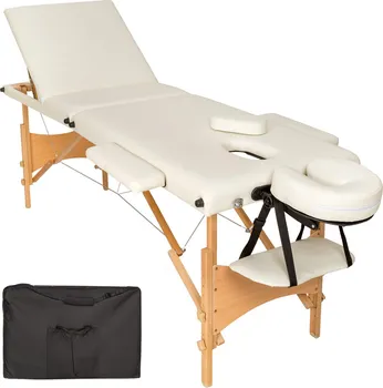 Masážní stůl tectake 401465 skládací masážní lehátko dřevěné 3 zóny béžové