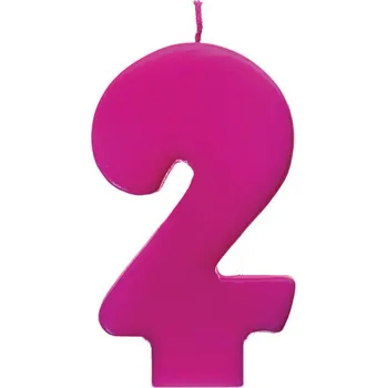 Dortová svíčka PartyDeco Narozeninová svíčka číslo 2 růžová tmavá