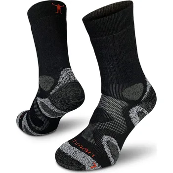 Pánské ponožky Northman Trekking Mid Merino Crew Velikost: 45-47 Černé Turistické Merino Ponožky