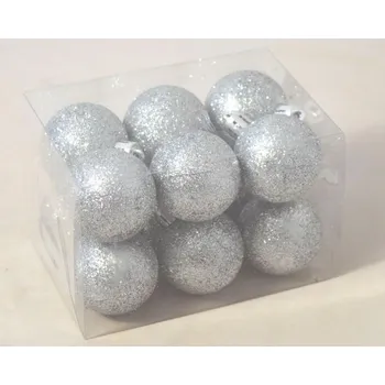 Vánoční dekorace Vánoční koule glitr 3 cm stříbrná