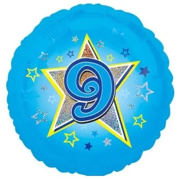 Amscan / Reithmüller Balonek fóliový číslo 9 modrý, 43 cm