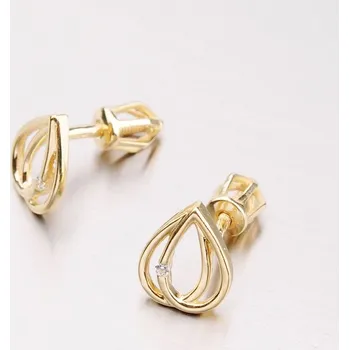 Náušnice Dámské náušnice žluté zlato 585 zirkon 42-31649