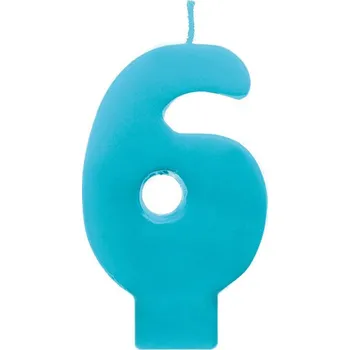 Dortová svíčka PartyDeco Narozeninová svíčka číslo 6 tyrkysová