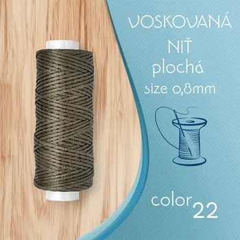 Nit Voskovaná nit 0,8mm PLOCHÁ cívka 30m barva č.22 Military Green