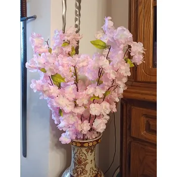 umělá květina Větev třešeň 78 květů 98 cm světle růžová