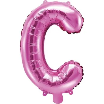 Balónek PartyDeco Fóliové písmeno C růžové, 35 cm