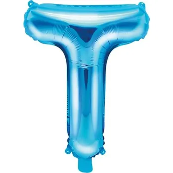 Balónek PartyDeco Fóliové písmeno T modré, 35 cm