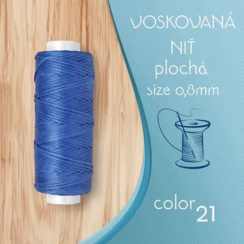 Korálek Voskovaná nit 0,8mm PLOCHÁ cívka 30m barva č.21 Color Blue