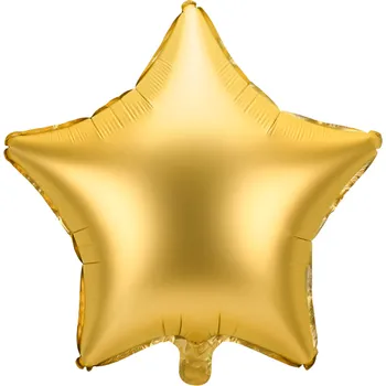 PartyDeco Balonek fóliový hvězda zlatá saténová, 48 cm
