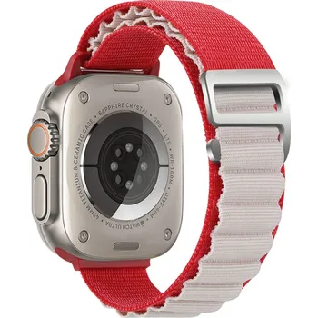 Příslušenství k chytrým hodinkám Alpský tah nylonový provlékací řemínek pro Apple Watch 38/40/41/42mm Barva: Červená/bílá