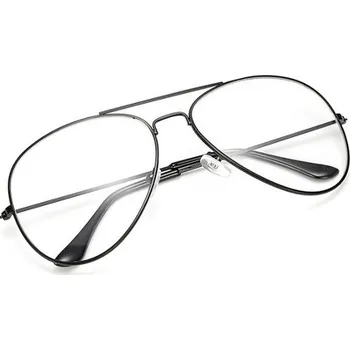 Sluneční brýle Černé čiré brýle pilotky "Aviator"