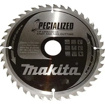 Příslušenství k nářadí MAKITA B-33180 pilový kotouč SPECIALIZED 190mm*30mm 40Z, zapuštěné zuby (old=B-09503)