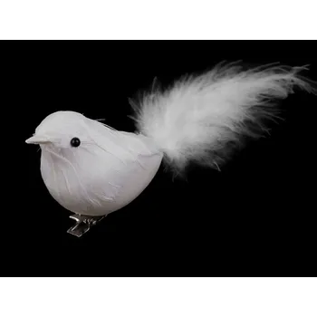 Vánoce Dekorace ptáček s klipem bílý