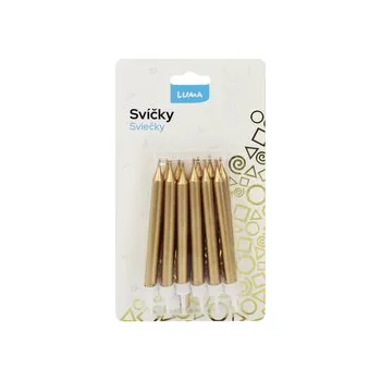 Svíčka Svíčka 12ks, METAL zlatá LUMA