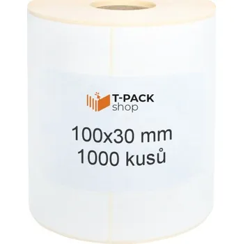 Samolepící etiketa Termoetikety 100x30 mm bilé, návin 1000ks, dutinka kotoučku 40mm