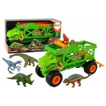 Zestaw auto transporter zielony dinozaur