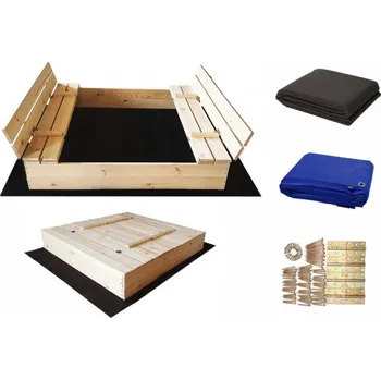 Pískoviště Dětské uzavřené pískoviště s lavicemi 140 x 140 cm